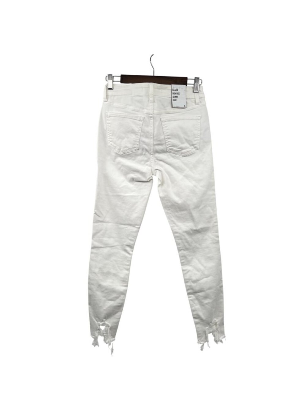 Eunina Womens Clara Skinny Crop Jeans White Frayed Cuff Size 3 New - Picture 5 of 9